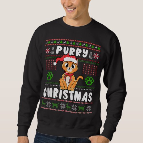 Cute cat with santa claus in purr ugly christmas sweatshirt