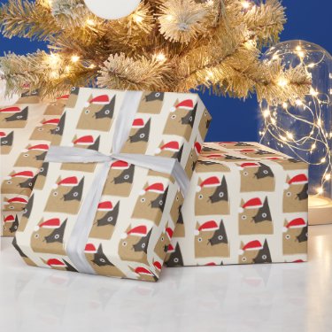 Cute Cat with Santa  Hat - Christmas Wrapping Pape