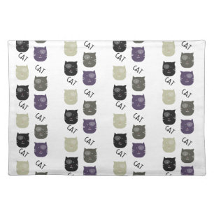 Cute Cat with Spot Fun Pattern Cloth Placemat
