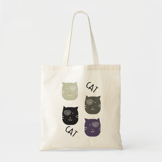 Cute Cat with Spots and Text Library Tote Bag (Front)