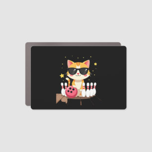 Cute Cat With Sunglasses Cat Playing Bowling For m Car Magnet