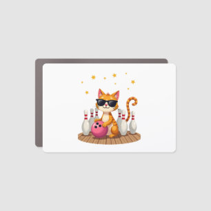 Cute Cat With Sunglasses Cat Playing Bowling For m Car Magnet
