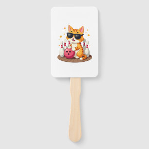 Cute Cat With Sunglasses Cat Playing Bowling For m Hand Fan