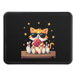 Cute Cat With Sunglasses Cat Playing Bowling For m Hitch Cover