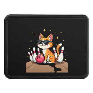 Cute Cat With Sunglasses Cat Playing Bowling For m Hitch Cover