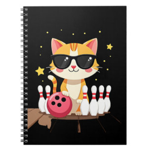 Cute Cat With Sunglasses Cat Playing Bowling For m Notebook