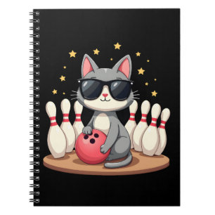 Cute Cat With Sunglasses Cat Playing Bowling For m Notebook
