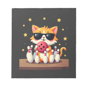 Cute Cat With Sunglasses Cat Playing Bowling For m Notepad