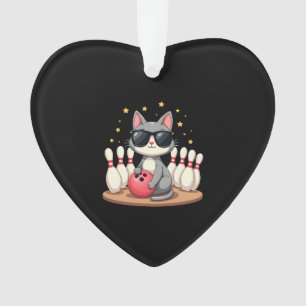 Cute Cat With Sunglasses Cat Playing Bowling For m Ornament