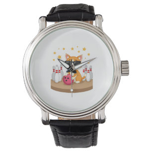 Cute Cat With Sunglasses Cat Playing Bowling For m Watch