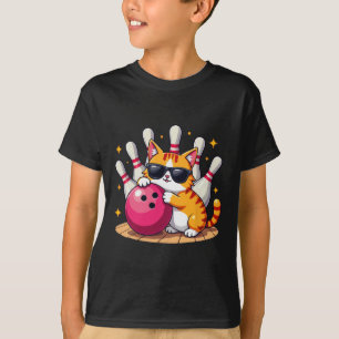 Cute Cat With Sungles Cat Playing Bowling For Men T-Shirt