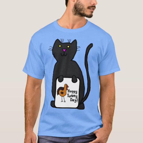 Cute Cat with Thanksgiving Turkey Greetings T_Shirt