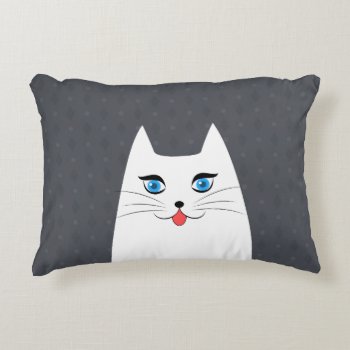 Cute Cat With Tongue Sticking Out Accent Pillow by MrHighSky at Zazzle