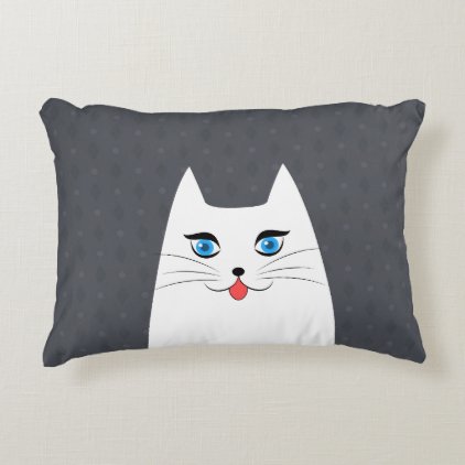 Cute cat with tongue sticking out accent pillow