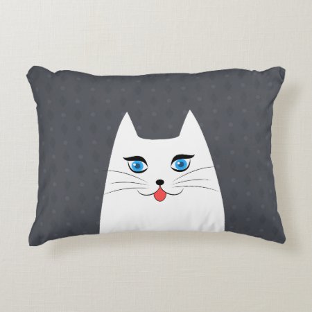 Cute Cat With Tongue Sticking Out Accent Pillow