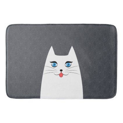 Cute cat with tongue sticking out bath mat