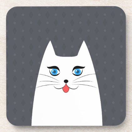 Cute cat with tongue sticking out beverage coaster