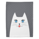 Cute Cat With Tongue Sticking Out Duvet Cover at Zazzle