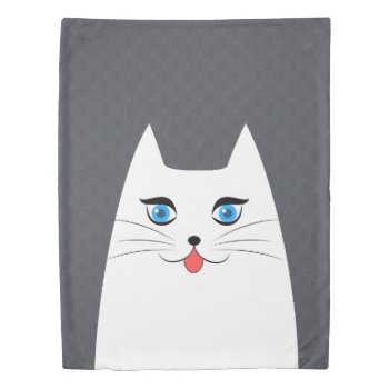 Cute Cat With Tongue Sticking Out Duvet Cover by MrHighSky at Zazzle