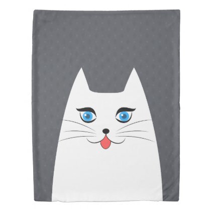 Cute cat with tongue sticking out duvet cover