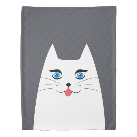 Cute Cat With Tongue Sticking Out Duvet Cover