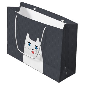Cute Cat With Tongue Sticking Out Large Gift Bag by MrHighSky at Zazzle