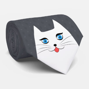 Cute cat with tongue sticking out neck tie