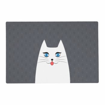 Cute Cat With Tongue Sticking Out Placemat by MrHighSky at Zazzle