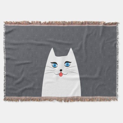 Cute cat with tongue sticking out throw blanket