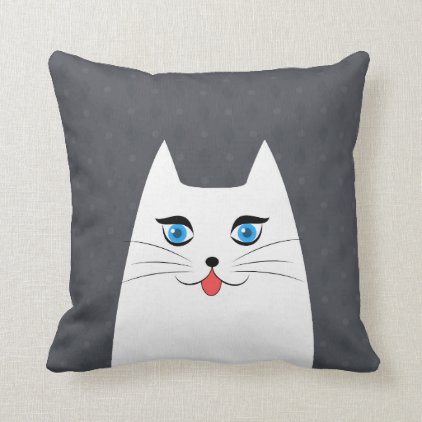 Cute cat with tongue sticking out throw pillow