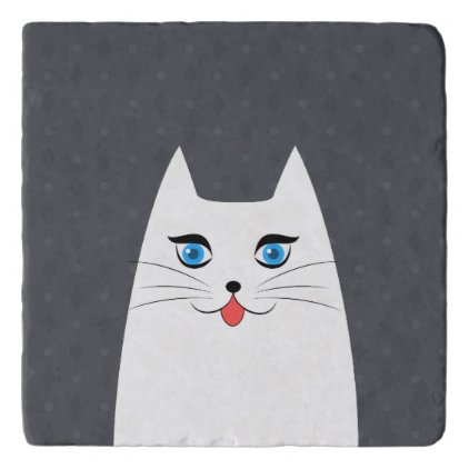 Cute cat with tongue sticking out trivet