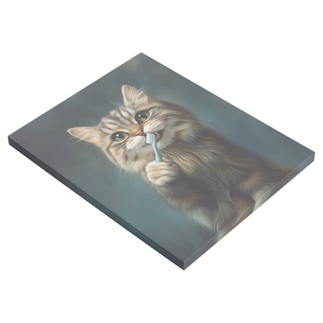Cute Cat with Toothbrush Perfect for Bathroom Gallery Wrap (3/4)