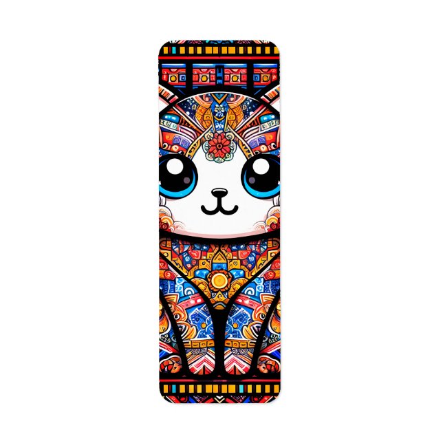 Cute Cat with Traditional Pattern Charm Label (Front)