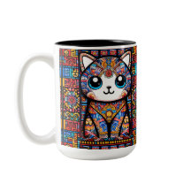 Cute Cat with Traditional Pattern Charm