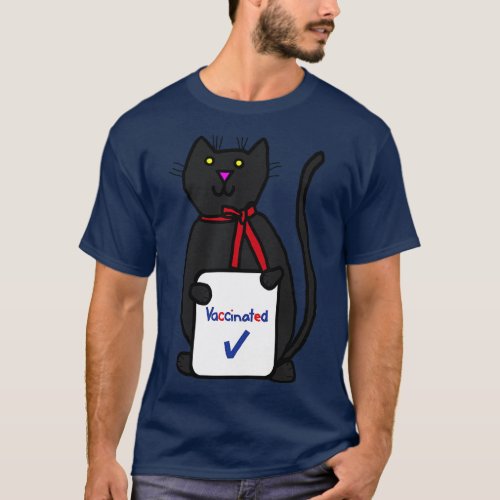 Cute Cat with Vaccinated Sign T_Shirt