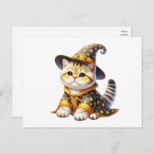 Cute Cat Wizard Witch Hello Love Thinking of You Postcard