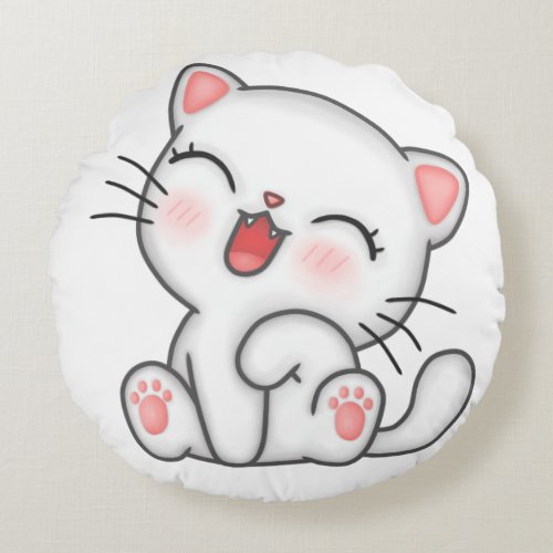 Cute Cat Wonderland_Perfection For Home           Round Pillow