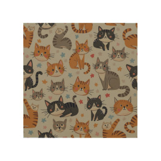 cute cat wood snap wood wall art