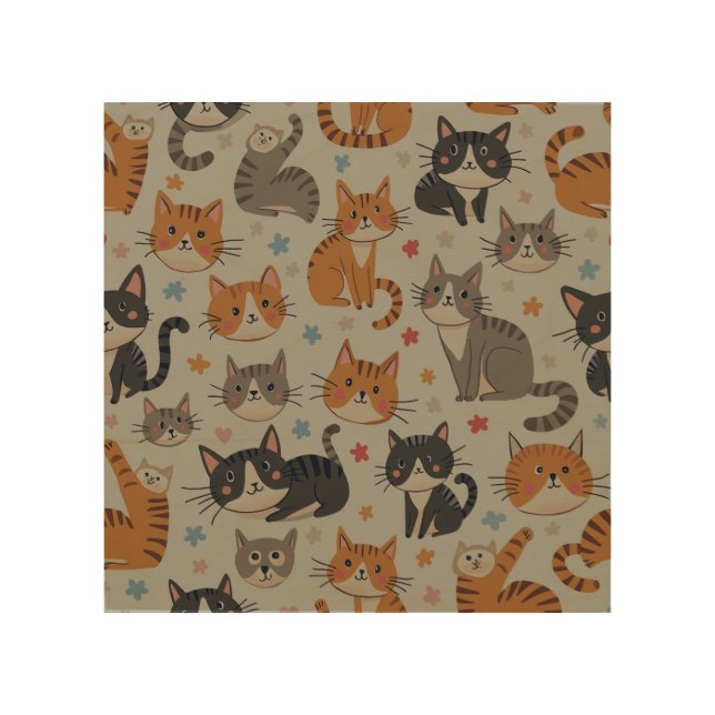 cute cat wood snap wood wall art (Front)