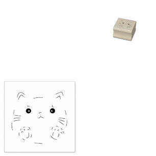 cute cat wooden rubber stamp