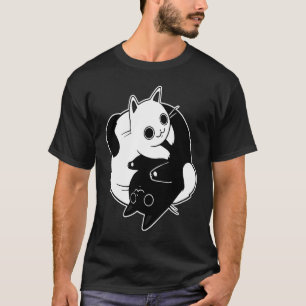 Cute cat yin yang black and white love T-Shirt