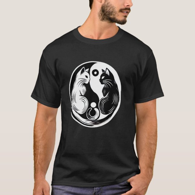 Cute Cat Yin Yang T-Shirt (Front)