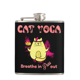 Cute Cat Yoga – "Breathe In, Purr Out" Flask