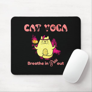 Cute Cat Yoga – "Breathe In, Purr Out" Mouse Pad