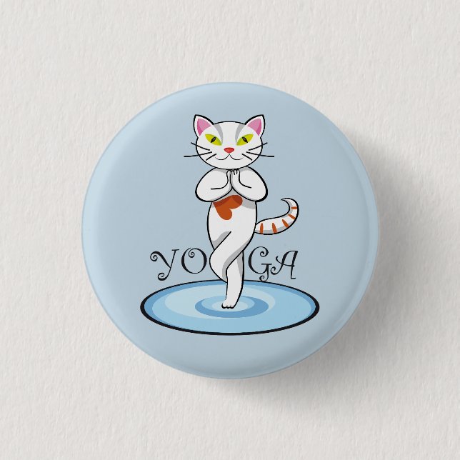 Cute Cat yoga Button (Front)