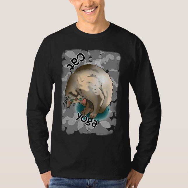 Cute Cat Yoga Neck Stretch T-Shirt (Front)