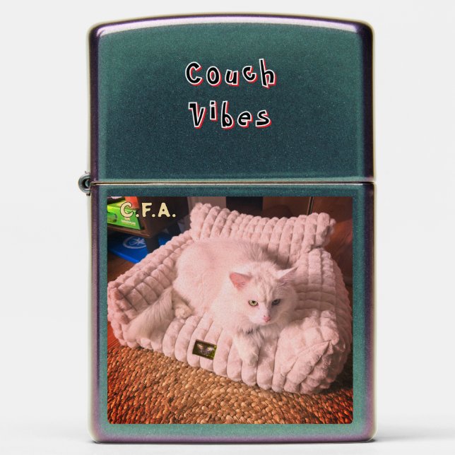 Cute Cat Zippo Lighter w/ Initials or Name  (Front)