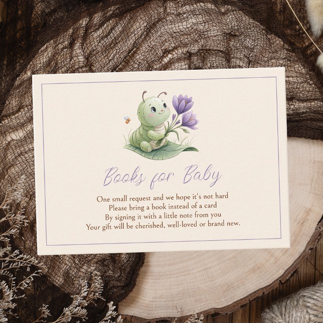Cute Caterpillar Baby Shower Books For Baby Enclosure Card (Creator Uploaded)
