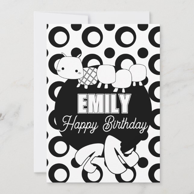 Cute Caterpillar Coloring Birthday Party Holiday Card (Front)