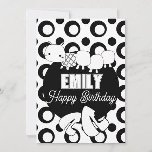 Cute Caterpillar Coloring Birthday Party Holiday Card